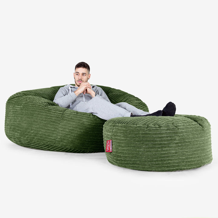 Saccosekk Sofa 'Mega-Mammut' - Kordfløyel Skoggrønn 02