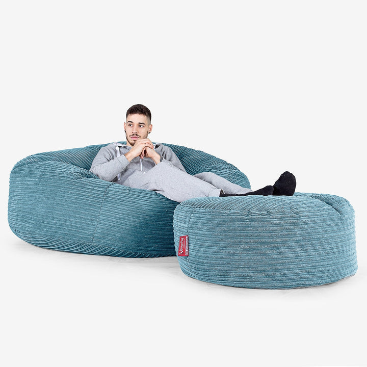 Saccosekk Sofa 'Mega-Mammut' - Kordfløyel Turkis 02