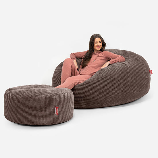 Saccosekk Sofa 'Mega-Mammut' - Pom-pom Sjokolade 02