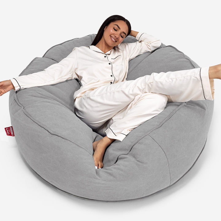Saccosekk Sofa 'Mega-Mammut' - Steinvasket Denim Tinn 01