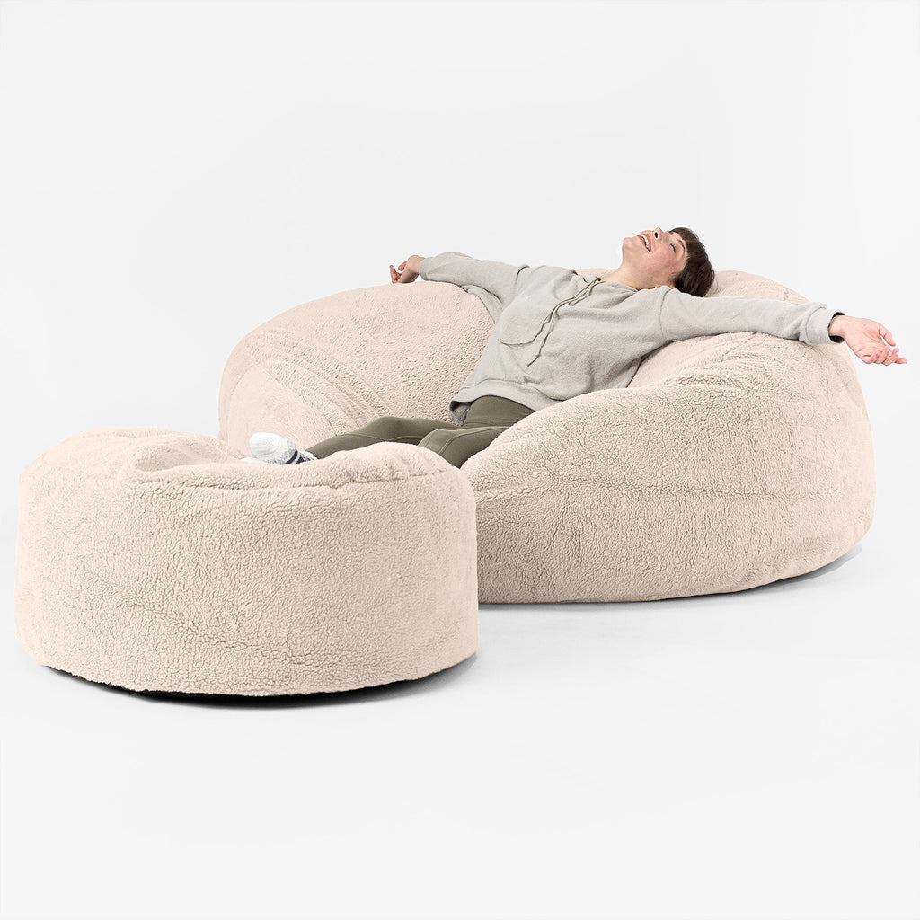 Saccosekk Sofa 'Mega-Mammut' - Teddy-fuskepels Krem 02