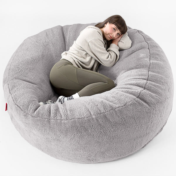 Saccosekk Sofa 'Mega-Mammut' - Teddy-fuskepels Mellomgrå 01