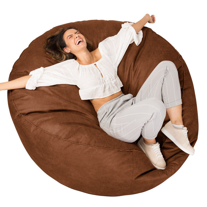 Saccosekk Sofa 'Mega-Mammut' - Vintage Skinn Britisk Brun 01
