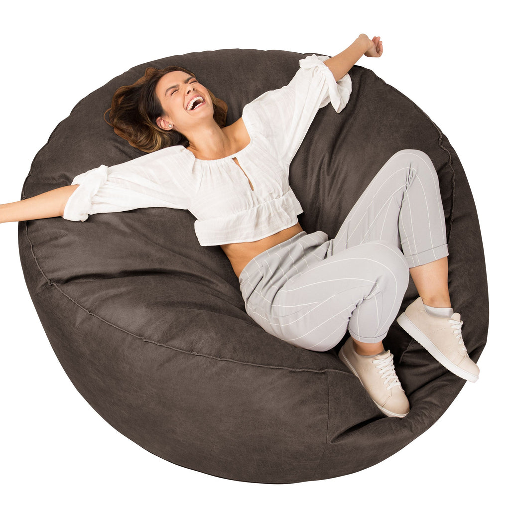 Saccosekk Sofa 'Mega-Mammut' - Vintage Skinn Naturskifer 01