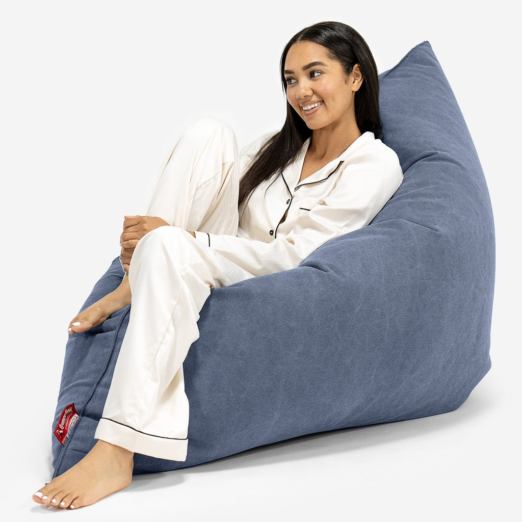 Saccosekk XXL - Steinvasket Denim Marineblå 04
