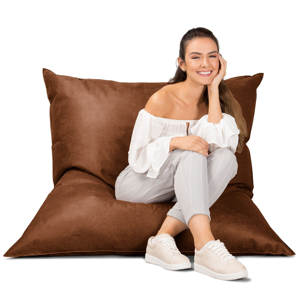 Saccosekk XXL - Vintage Skinn Britisk Brun 01