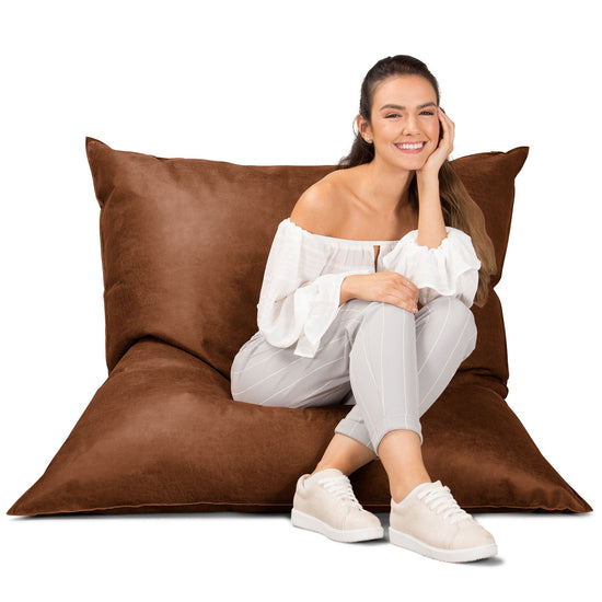 Saccosekk XXL - Vintage Skinn Britisk Brun 01
