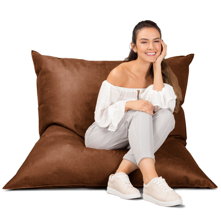 Saccosekk XXL - Vintage Skinn Britisk Brun 01