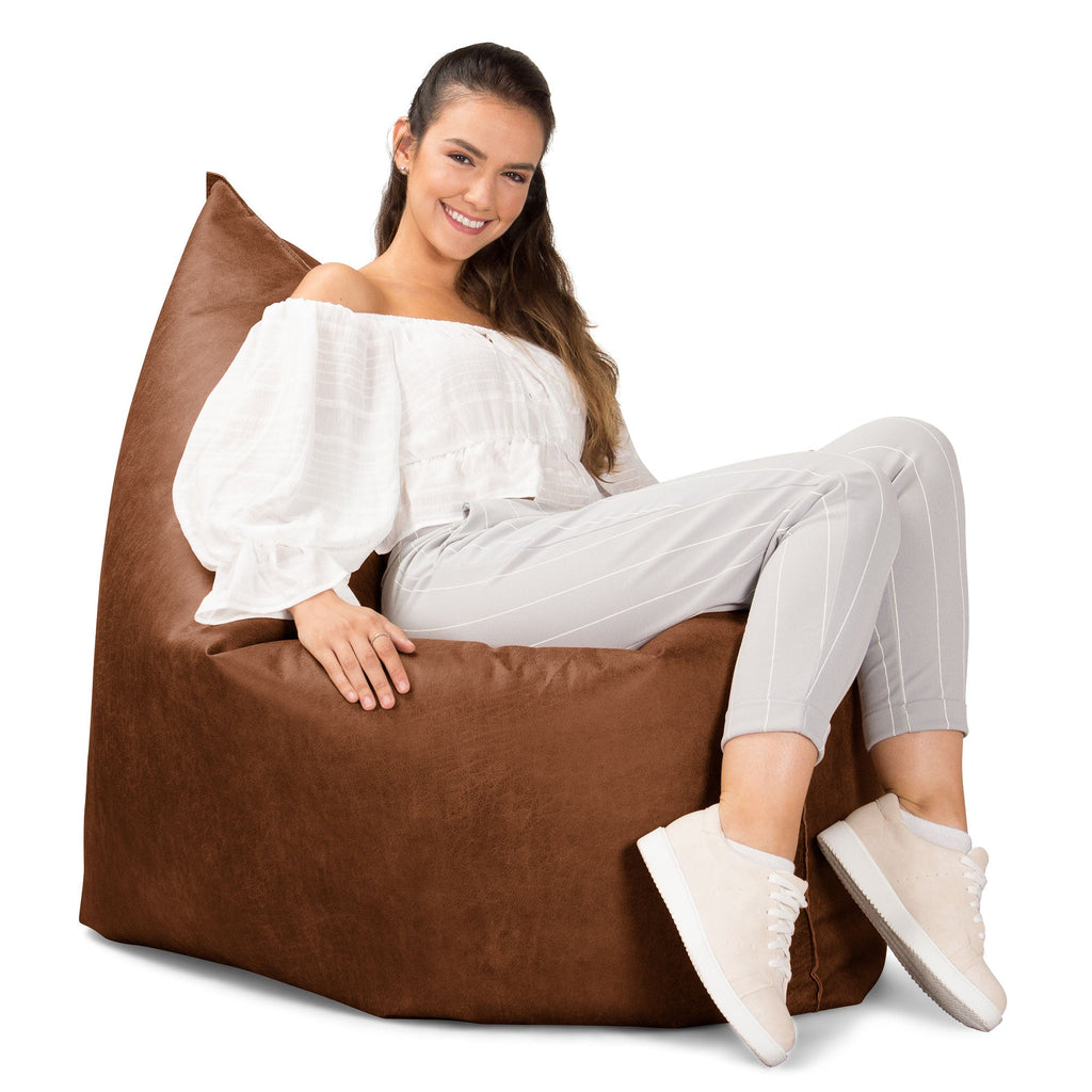 Saccosekk XXL - Vintage Skinn Britisk Brun 04