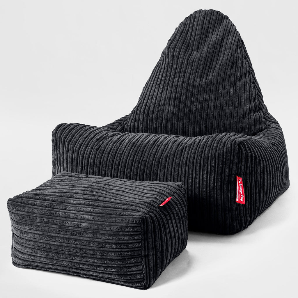 Scandi Lounge Saccosekk-stol - Klassisk Cord Svart 02