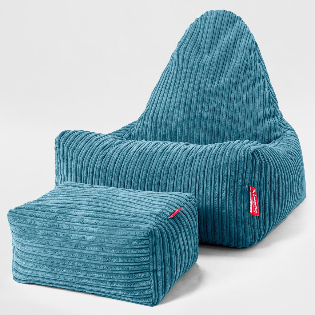 Scandi Lounge Saccosekk-stol - Klassisk Cord Turkis 02