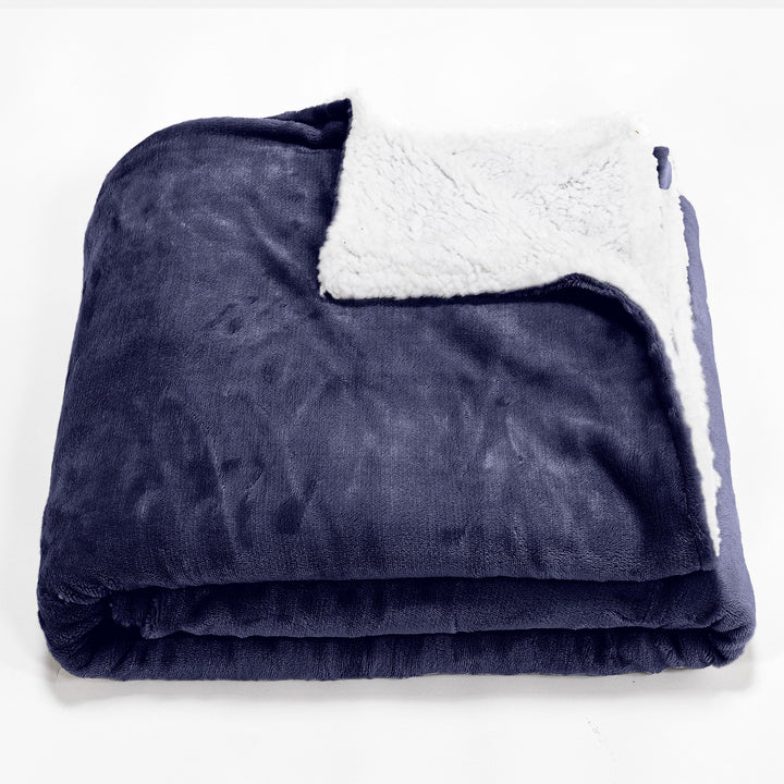 Sherpa-teppe - Fleece Mørkeblå 01