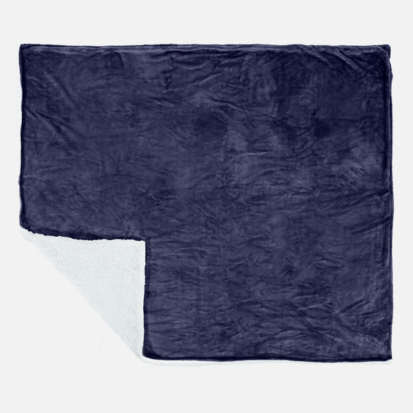 Sherpa-teppe - Fleece Mørkeblå 02