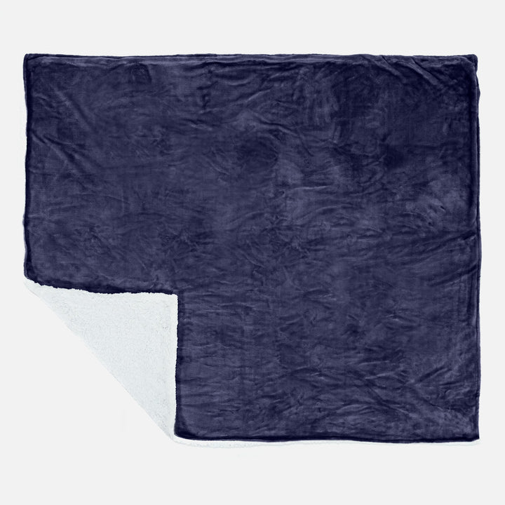 Sherpa-teppe - Fleece Mørkeblå 03