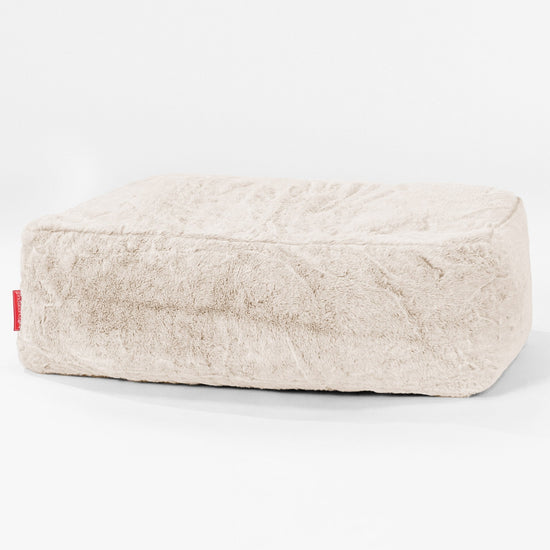 Stor Fotskammel - Kanin-fuskepels Hvit 01