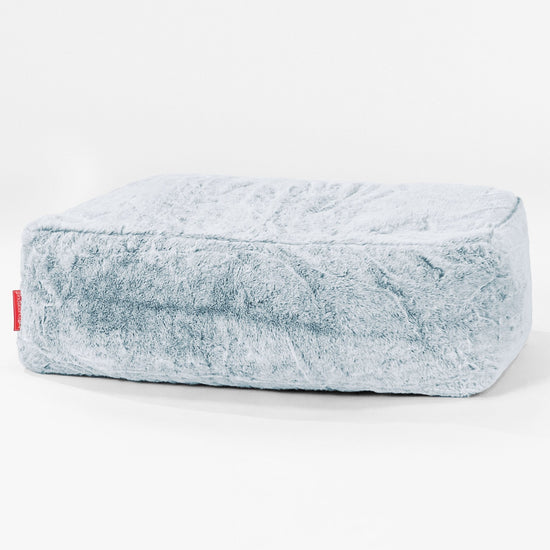 Stor Fotskammel - Kanin-fuskepels Støvete Blå 01