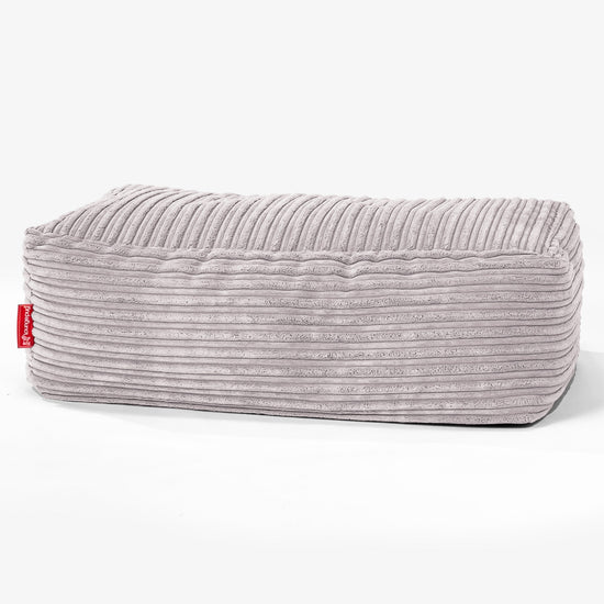 Stor Fotskammel - Kordfløyel Aluminium Sølv 01