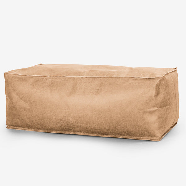 Stor Fotskammel - Vintage Skinn Honning Brun 01