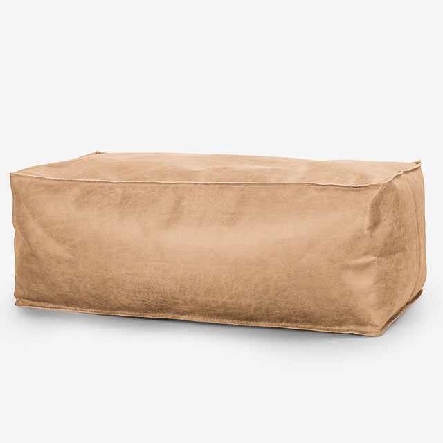 Stor Fotskammel - Vintage Skinn Honning Brun 01