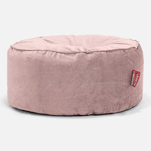 Stor Rund Puff - Fløyel Rosa