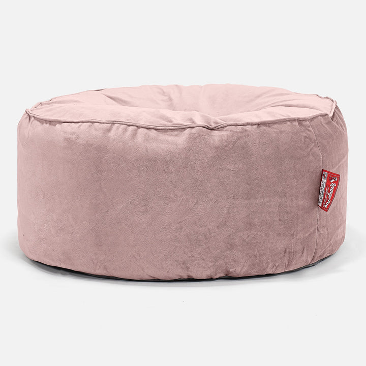 Stor Rund Puff - Fløyel Rosa 01