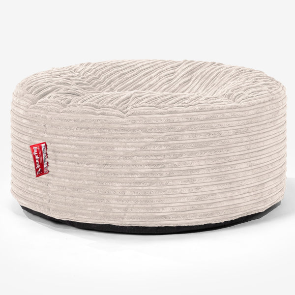 Stor Rund Puff - Klassisk Cord Elfenben 01