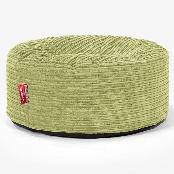 Stor Rund Puff - Klassisk Cord Lime 01