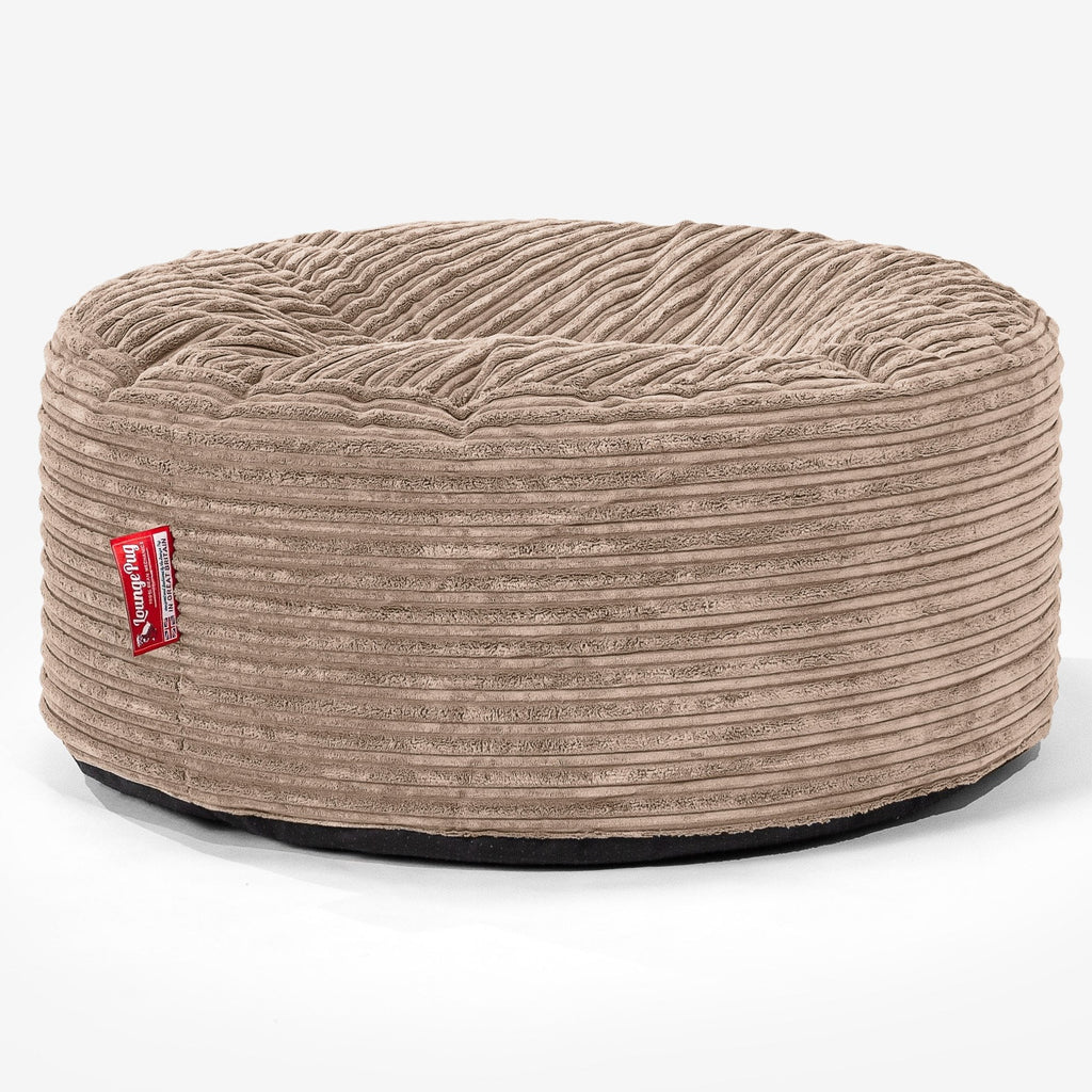 Stor Rund Puff - Klassisk Cord Sand 01