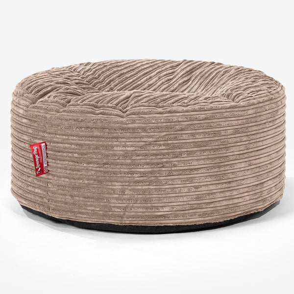 Stor Rund Puff - Klassisk Cord Sand 01