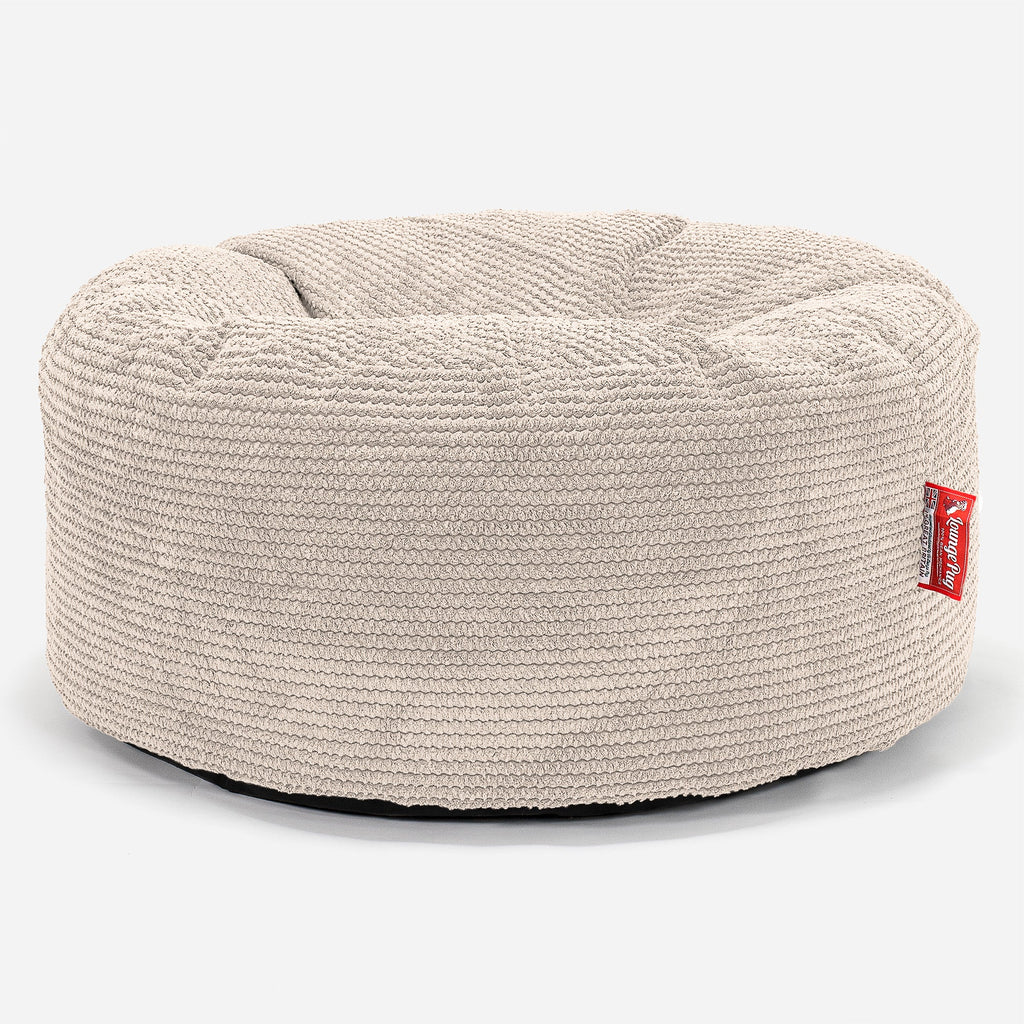 Stor Rund Puff - Pom-pom Elfenben 01