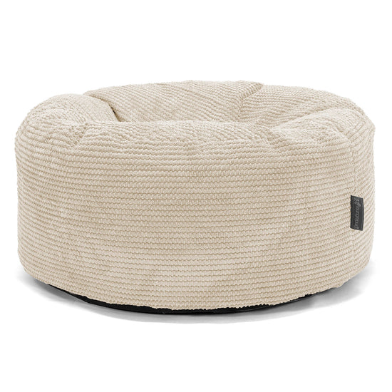 Stor Rund Puff - Pom-pom Elfenben 01