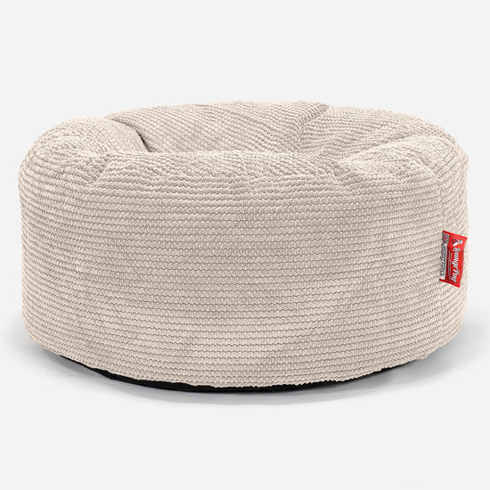 Stor Rund Puff - Pom-pom Elfenben 01