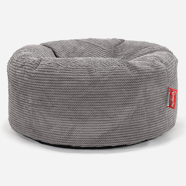 Stor Rund Puff - Pom-pom Koksgrå 01