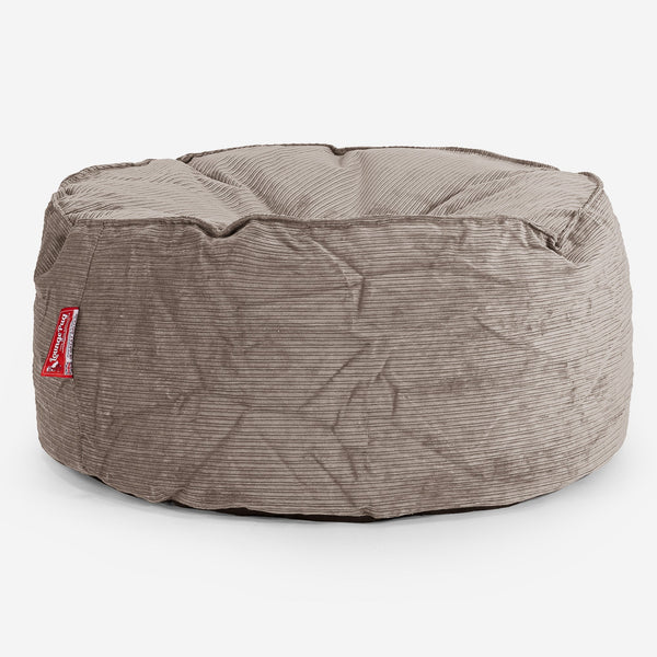 Stor Rund Puff - Smalstripet Cord Mink 01