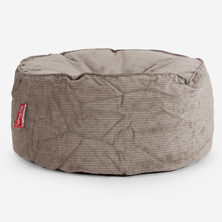 Stor Rund Puff - Smalstripet Cord Mink 01