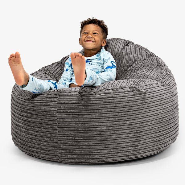 Stor Saccosekk Snuggle for Barn 3-8 år - Klassisk Cord Grafitt 01