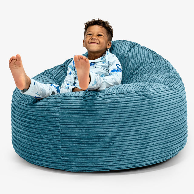 Stor Saccosekk Snuggle for Barn 3-8 år - Kordfløyel Turkis 01