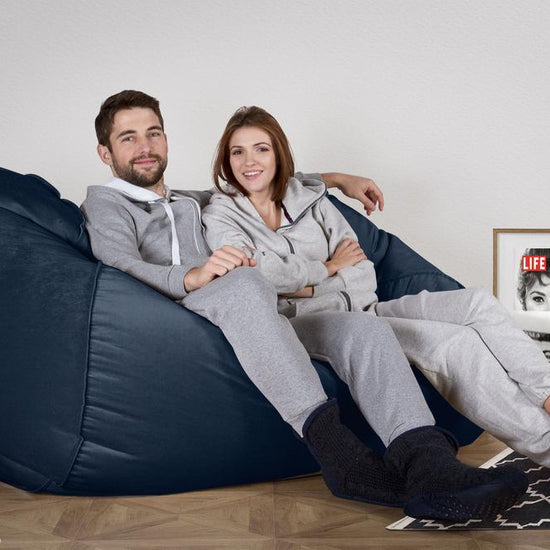 Stor Saccosekk Sofa - Fløyel Marineblå 02