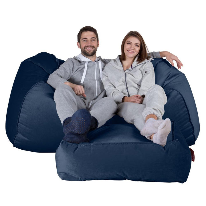 Stor Saccosekk Sofa - Fløyel Marineblå 03