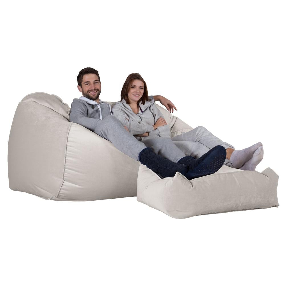 Stor Saccosekk Sofa - Fløyel Sølv 01