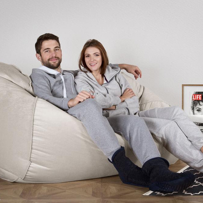 Stor Saccosekk Sofa - Fløyel Sølv 02