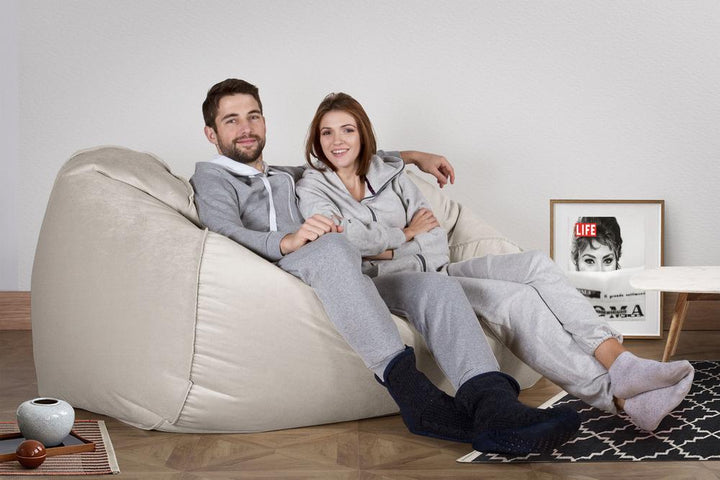Stor Saccosekk Sofa - Fløyel Sølv 02