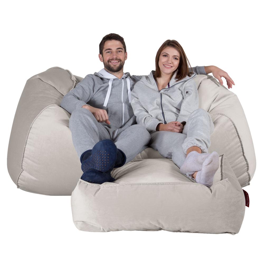 Stor Saccosekk Sofa - Fløyel Sølv 03