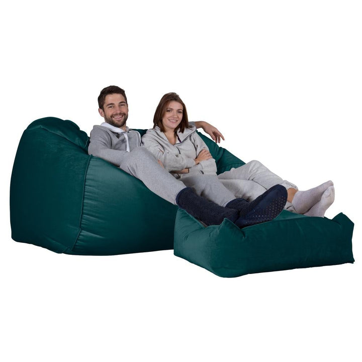 Stor Saccosekk Sofa - Fløyel Mørketurkis 01
