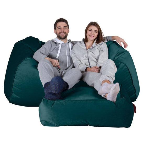 Stor Saccosekk Sofa - Fløyel Mørketurkis 02