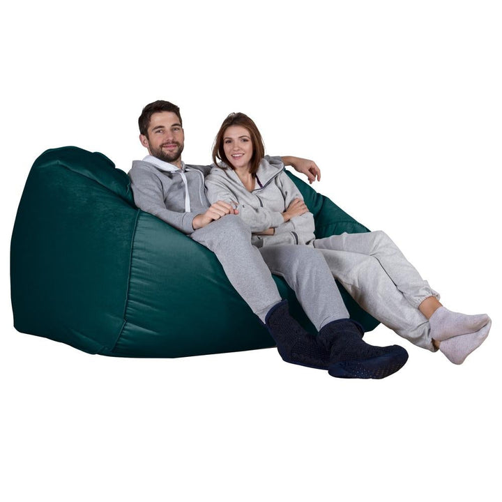 Stor Saccosekk Sofa - Fløyel Mørketurkis 03