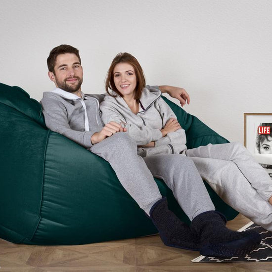 Stor Saccosekk Sofa - Fløyel Mørketurkis 05