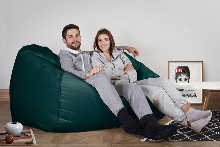 Stor Saccosekk Sofa - Fløyel Mørketurkis 05