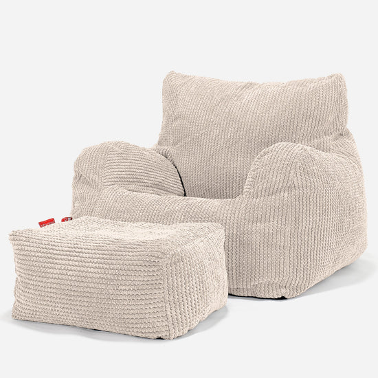 Tenåringer Saccosekk Lenestol 6-14 år - Pom-pom Elfenben 03