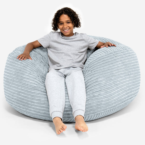 Ultra Komfortabel 'Super Størrelse Saccosekk for Barn 6-14 år - Klassisk Cord Babyblå 01